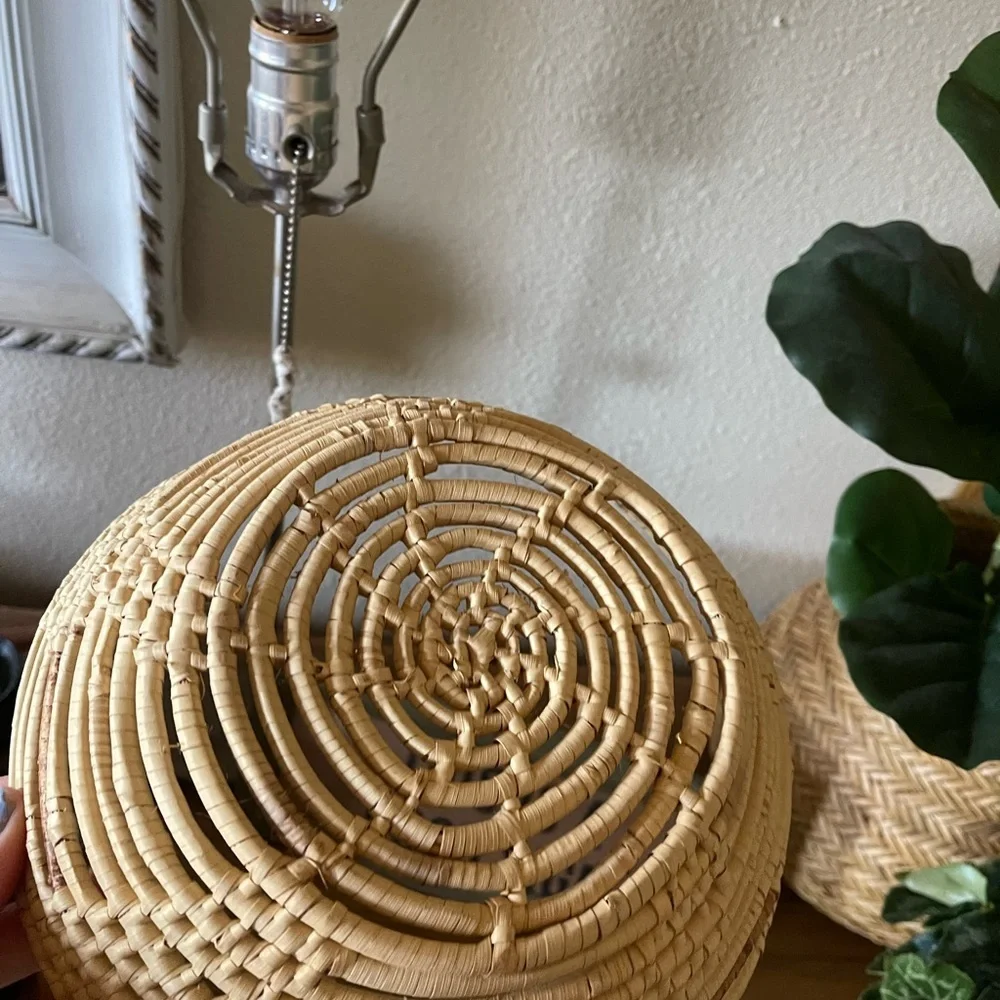 Vintage Handwoven Basket Dish Wicker Rattan Home Decor farmhouse boho